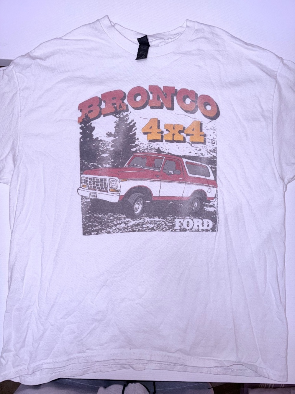 Ford Bronco 4x4 Vintage Style Graphic T-Shirt White XL